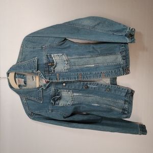 Hard rock cafe Bogota distressed jean jacket women's lg